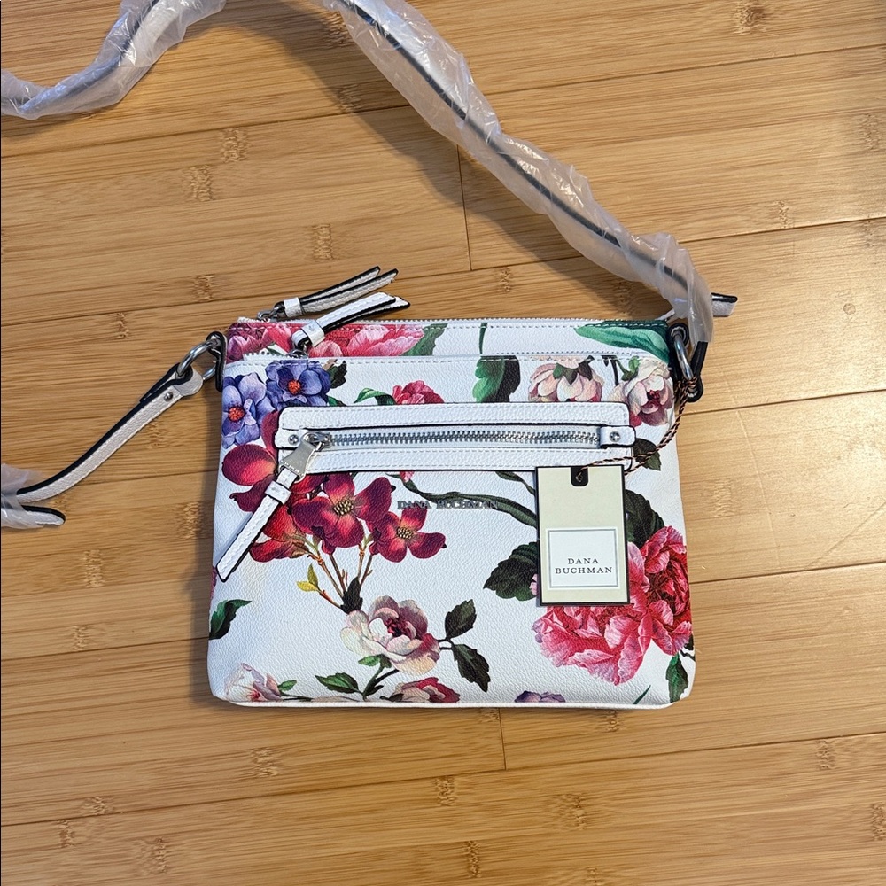 Dana Buchman Floral Crossbody Bag - White and Pink